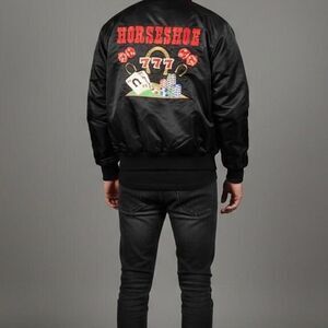 Las Vegas Satin Bomber 80's 90's, true VINTAGE, embroidered retro style